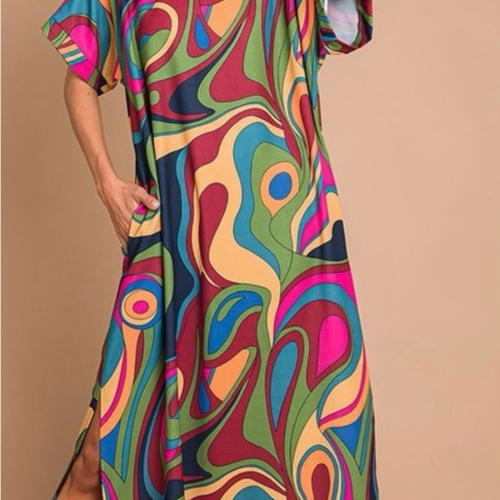 Multicolor Abstract Print Maxi Dress - Picture 5 of 7